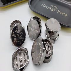Nut Bolt Style Metal kitchen whisker food crusher ice crusher 35mm diameter 20mm thick design 2 tier Image Picture engraving