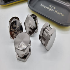 Nut Bolt Style Metal kitchen whisker food crusher ice crusher 35mm diameter 20mm thick design 2 tier Image Picture engraving