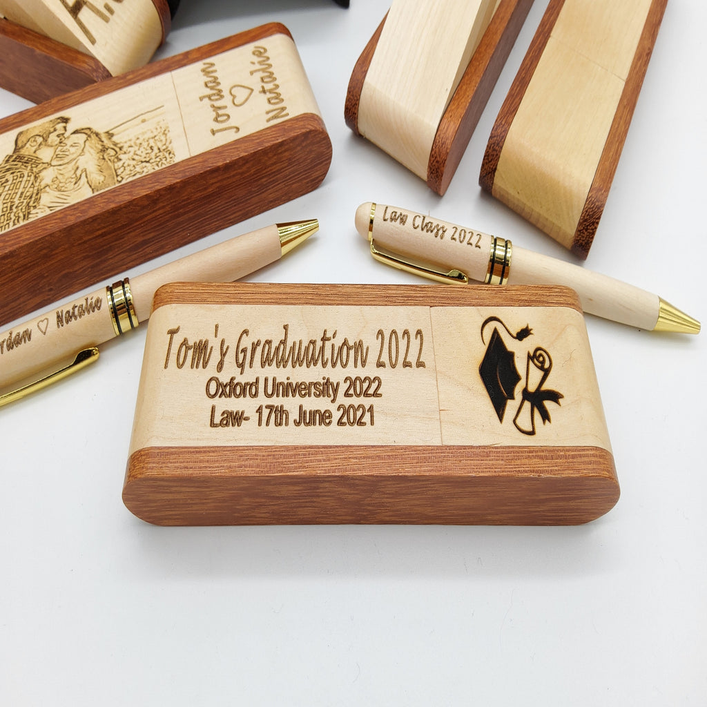 Folding Wood Pen Engraved Image personalised engraved