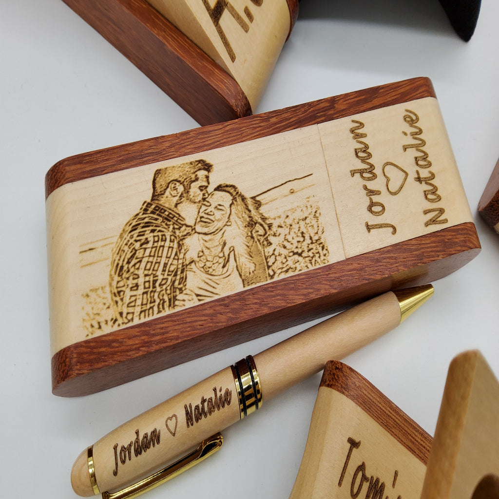 Folding Wood Pen Engraved Image personalised engraved