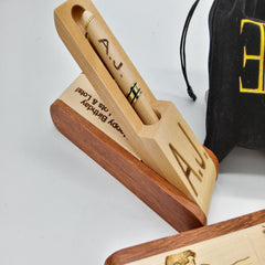 Folding Wood Pen Engraved Image personalised engraved