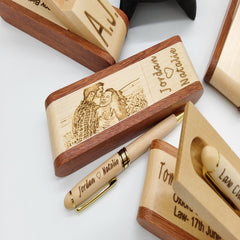 Folding Wood Pen Engraved Image personalised engraved