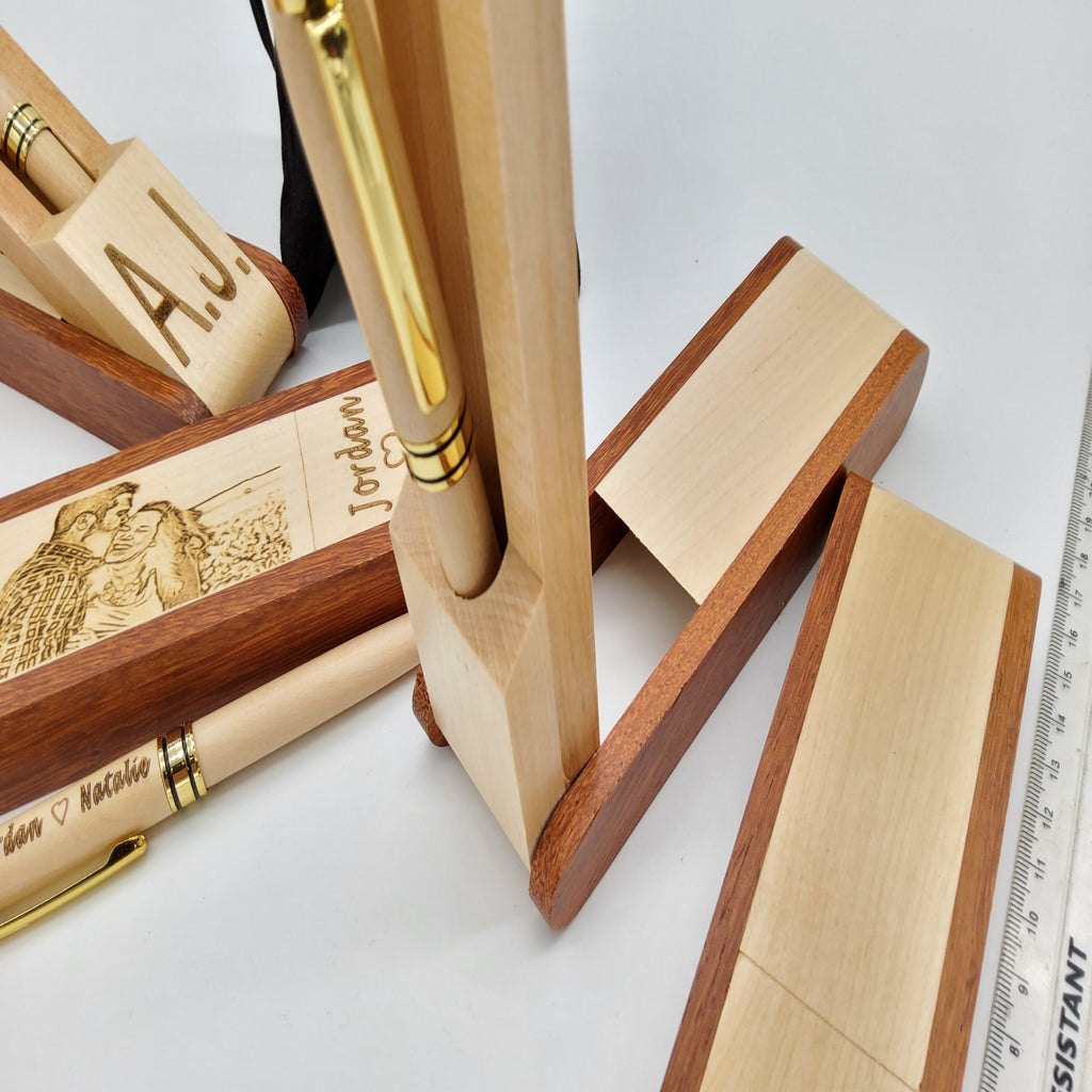 Folding Wood Pen Engraved Image personalised engraved