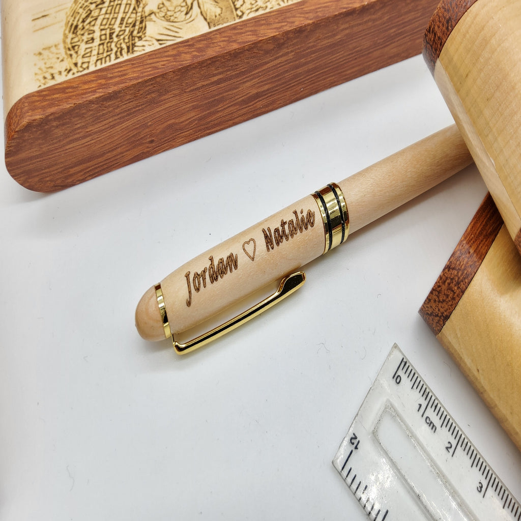 Folding Wood Pen Engraved Image personalised engraved