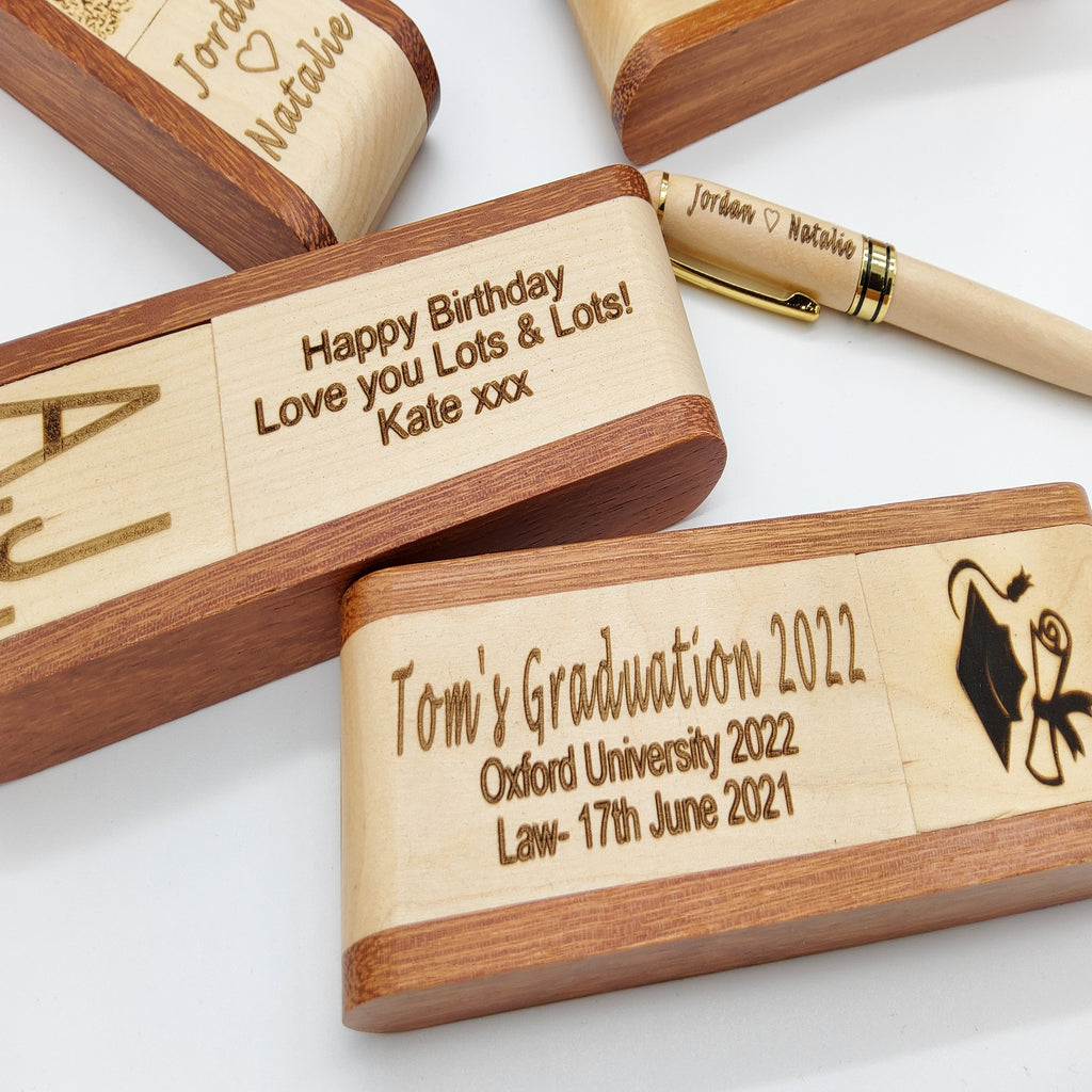 Folding Wood Pen Engraved Image personalised engraved