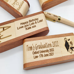 Folding Wood Pen Engraved Image personalised engraved