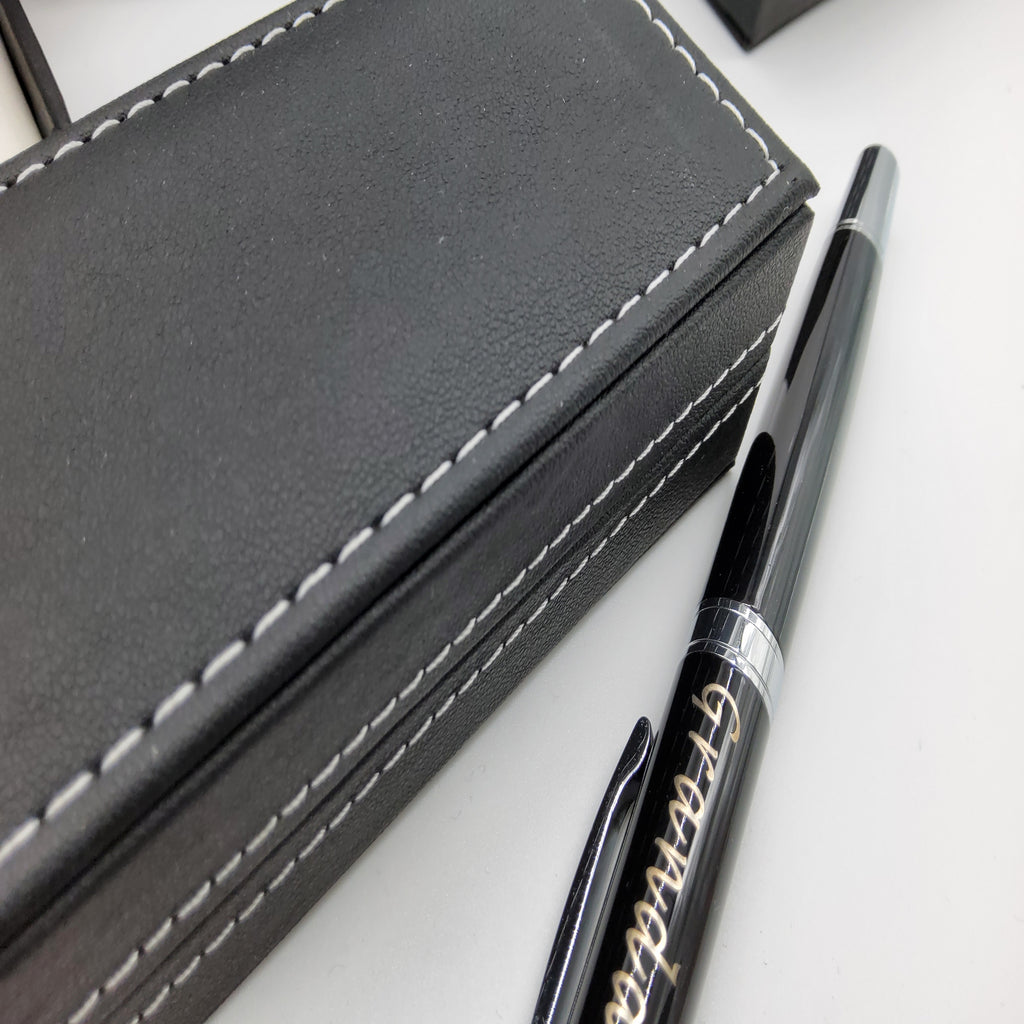Black Stitch Metal Pen Engraved personalised engraved