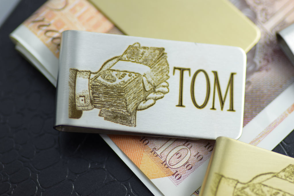 Money clip Gold Silver Personalised Engraved cash hand