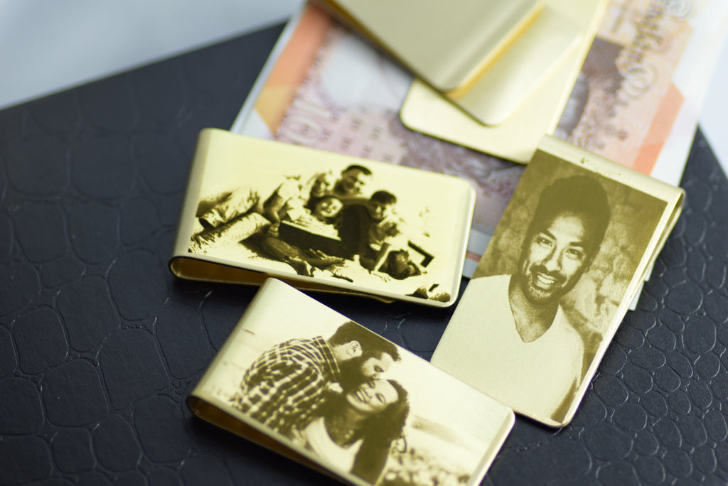 Money clip Gold Silver Personalised Engraved Image Picture Personalization