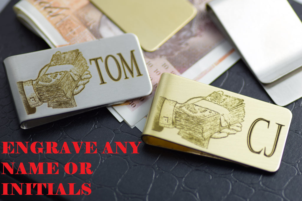Money clip Gold Silver Personalised Engraved cash hand
