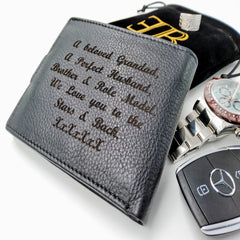Wallet mens engraved custom black leather wallet birthday gift dad gift fathers day gift boyfriend gift personalised gift