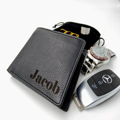 Mens wallet personalised wallet gift for him real leather wallet fathers day gift engraved wallet