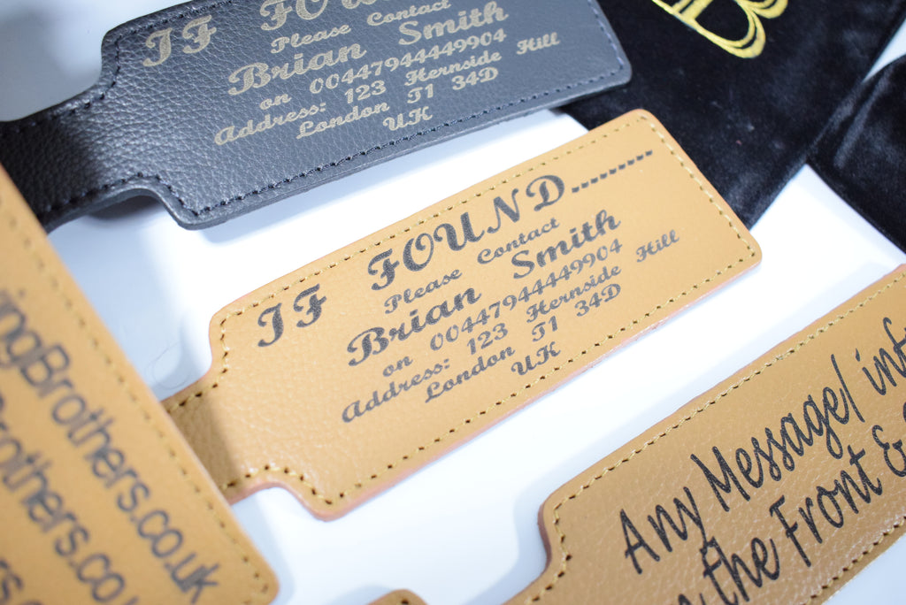 Engraved Luggage Tag Black Brown Personalised