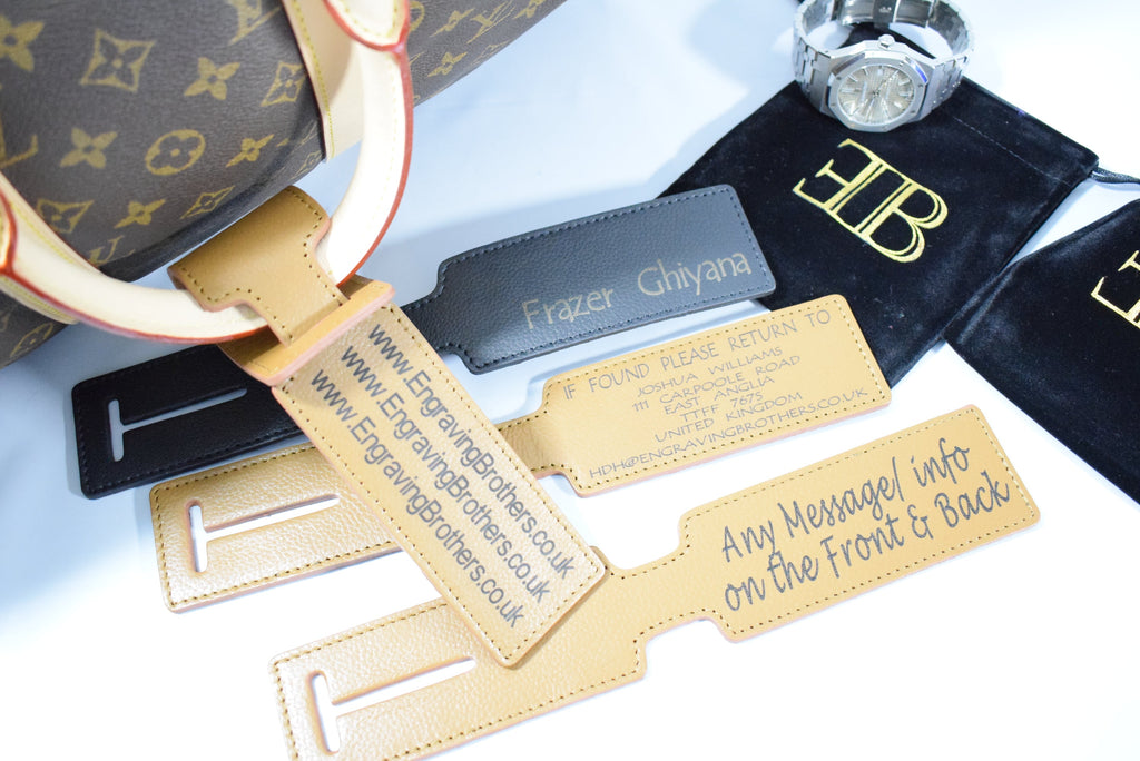 Engraved Luggage Tag Black Brown Personalised Photo Image Custom