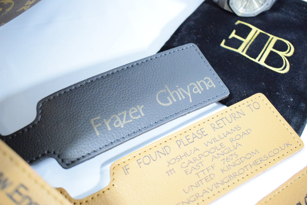 Engraved Luggage Tag Black Brown Personalised Photo Image Custom