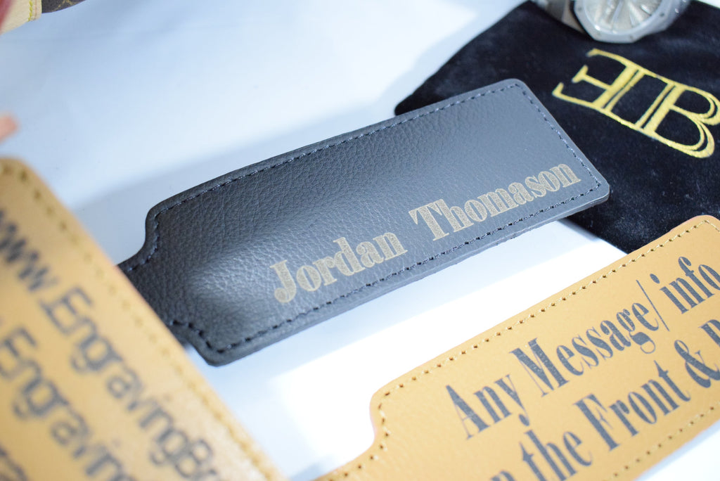 Engraved Luggage Tag Black Brown Personalised Photo Image Custom