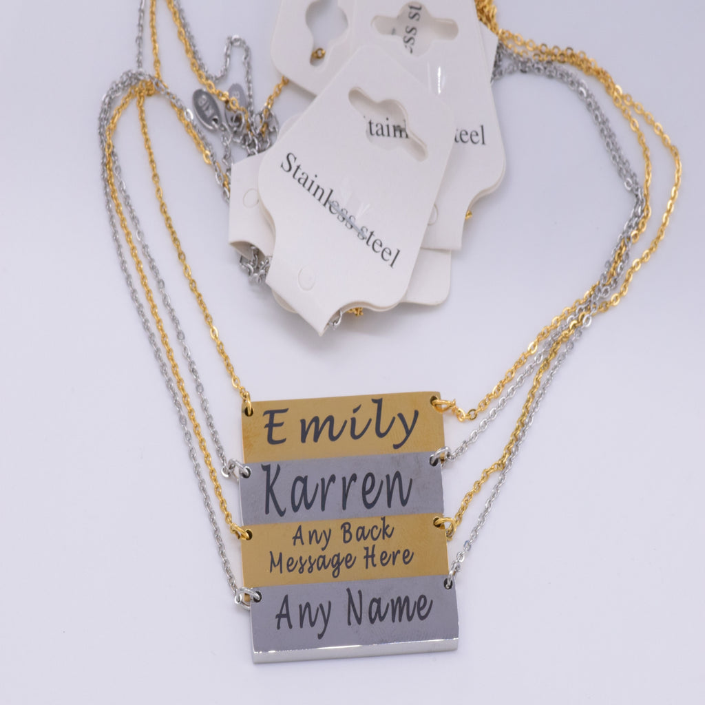 Mothers Day Necklace Engraved Flat chain charm