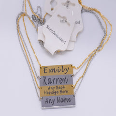 Mothers Day Necklace Engraved Flat chain charm