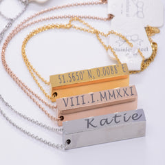 Mothers Day Necklace Engraved Block chain charm