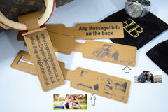 Engraved Luggage Tag Black Brown Personalised Photo Image Custom