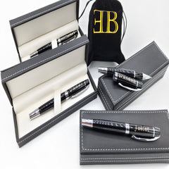 Black Stitch Metal Pen Engraved personalised engraved