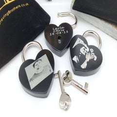 Love Lock Heart Shaped Engraved perrsonalised Image Picture