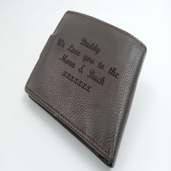 Mens Engraved Brown Wallet clasp Gift Boyfriend Father Personalised brown wallet