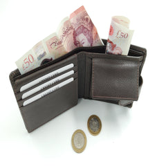 Mens Engraved Brown Wallet clasp Gift Boyfriend Father Personalised brown wallet