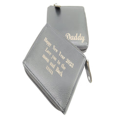 Mens Engraved Black Zip Wallet Gift Boyfriend Father Personalised Zip