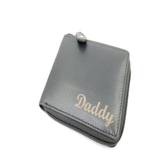 Mens Engraved Black Zip Wallet Gift Boyfriend Father Personalised Zip