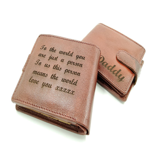 Mens Engraved Brown Wallet clasp Gift Boyfriend Father Personalised