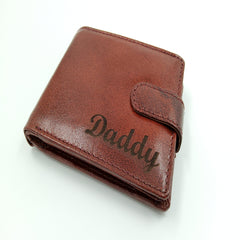 Mens Engraved Brown Wallet clasp Gift Boyfriend Father Personalised