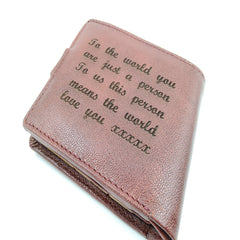 Mens Engraved Brown Wallet clasp Gift Boyfriend Father Personalised