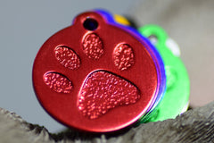 Personalised Engraved pet tag Large Paw Circle Tag