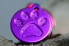 Personalised Engraved pet tag Large Paw Circle Tag