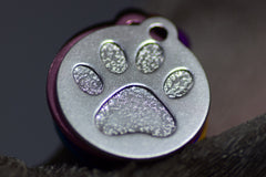 Personalised Engraved pet tag Large Paw Circle Tag