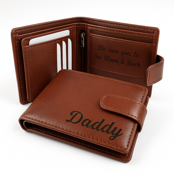 Mens Engraved Brown Wallet clasp Gift Boyfriend Father Personalised fathers day gift