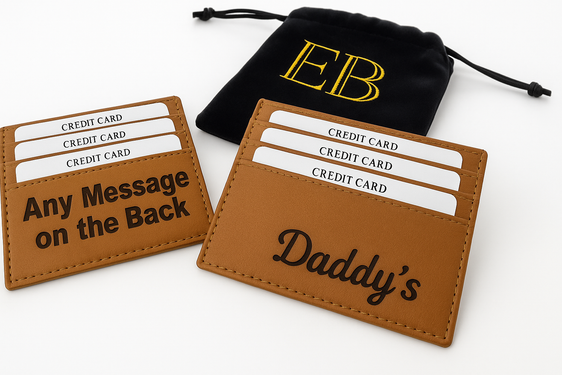 Mens Engraved Brown card holder Wallet Gift Boyfriend Father Personalised
