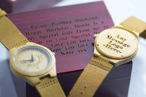 Wood Watch Engraved Personalised Dear