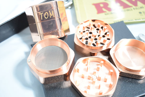 Rose Gold Hexagon Style Metal kitchen whisker food crusher ice crusher 60mm diameter 50mm thick design 2 tier