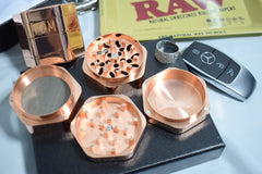 Rose Gold Hexagon Style Metal kitchen whisker food crusher ice crusher 60mm diameter 50mm thick design 2 tier
