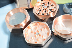 Rose Gold Hexagon Style Metal kitchen whisker food crusher ice crusher 60mm diameter 50mm thick design 2 tier