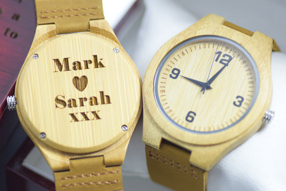 Wood Watch Engraved Personalised Bold