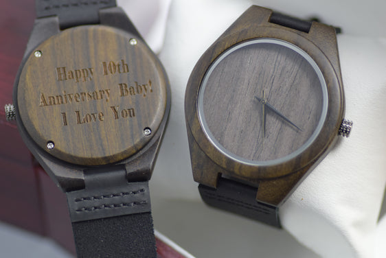 Wood Watch Engraved Personalised Dark knight