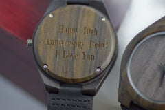 Wood Watch Engraved Personalised Dark knight