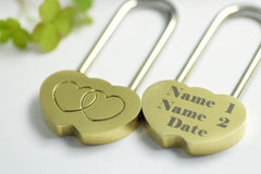 Gold Love Lock Heart Shaped Engraved perrsonalised keepsake