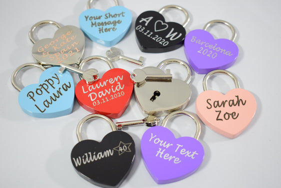 Love Lock Heart Shaped Engraved perrsonalised keepsake