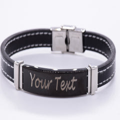 Black And White Engraved Bracelet Personalised Engraved