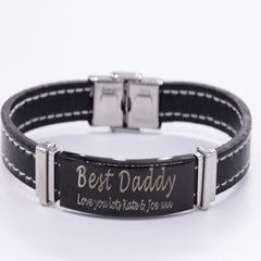 Black And White Engraved Bracelet Personalised Engraved