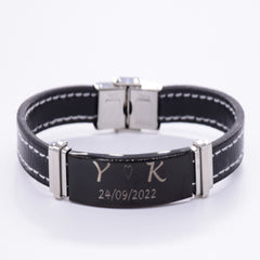 Black And White Engraved Bracelet Personalised Engraved